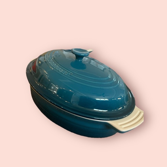 Le creuset blue classic oval baking dish with lid - Picture 2 of 6